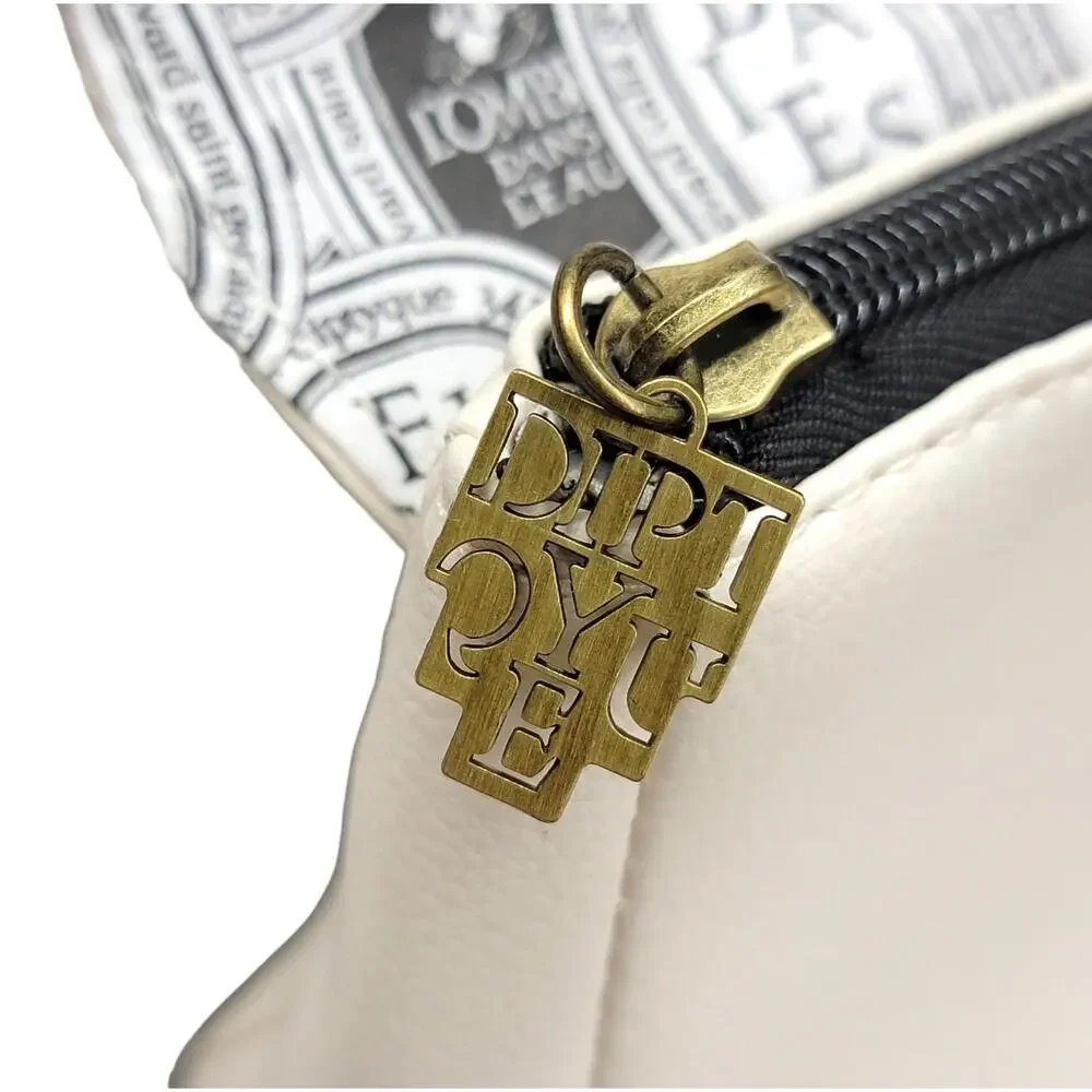 Diptyque Qatar Airways Amenity Bag Pouch Clutch White Faux Leather Makeup Case